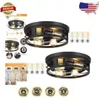 Stylish Matte Black Industrial Ceiling Light Fixture with A19 LED Bulbs - 2 Pack