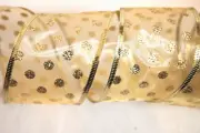 5 Yards Sheer Gold Polka Dots 2 1/2" Wired Ribbon Christmas Wedding 5yd