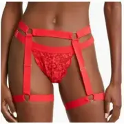 We are HAH Strung Out Garters Garter Belt in Siren Red, One Size (OS)