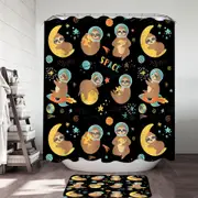 Funny Cool Sloth in Space Shower Curtain