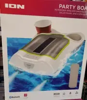 ION PARTY BOAT Motorized Wireless Pool SPEAKER w/ SOLAR PANEL & Cupholders New
