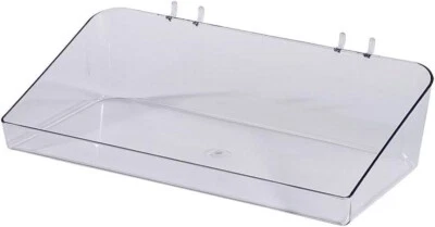 6 Slatwall Trays Acrylic Clear 6 ½” x 12” x 3” Plastic Wire Grid Pegboard