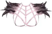 [BYDHSS] Women Feather Strap Bra Feather Shoulder Body Harness Rave Feather Shoulder Cage Bra Gothic Halloween Festival Party Clothing