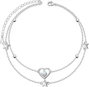 [HOOHWE] Anklet for Women 925 Sterling Silver Infinity Heart Anklet for Women Classic Adjustable Bead Anklet Bracelets Summer Jewellery for Women and Girls Layered Ankle Bracelet
