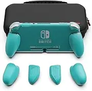 Skull & Co. GripCase Lite Bundle: A Comfortable Protective Case with Replaceable Grips [to fit All Hands Sizes] for Nintendo Switch Lite- Turquoise