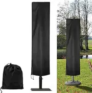 Patio Umbrella Cover, Black Waterproof Patio Parasol Covers with Zipper and Storage Bag, Outdoor Garden Windproof Anti-UV Protective Cover fit for 2-3m Outdoor Parasol (240x57x57cm)