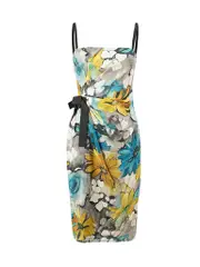 D&G Floral Print Corseted Bow Accent Mini Dress