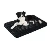 Deluxe Washable Dog Bed for Large Dogs Dog Crate Mat 36" Comfy Fluffy (Black,M)