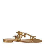 Gianvito Rossi Flavia Leaf Motif Flat Slides 36 Brown
