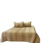 Rapee Zig Zag Faux Silk Bedspread Comforter Coverlet Gold Queen
