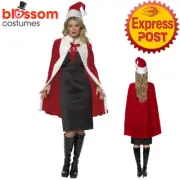 CA1946 Deluxe Santa Cloak Robe Hat Christmas Xmas Mens Ladies Unisex Costume