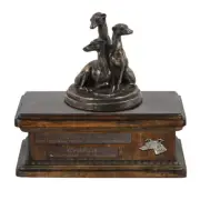 Whippet wooden low urn with a likeness Art-Dog