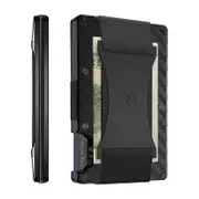 Nevenka Slim Wallet for Men Aluminum RFID Blocking Front Pocket with Money Belt-Carbon