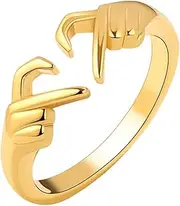[SHERCHPRY] Embrace Love Heart-shaped Ring Carrier Playing Prank Shelves Hand Decoration Rings Ghost Eyeballs Glow Stick Table Easel Pet Fan Favor Portable Locator Couple Hug Ring Alloy Golden