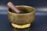 CARVING THADOBATI Handmade Singing Bowl-Deep Long Sound-Antique Bowl 6.9"in Set