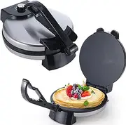 1800W Electric Roti Maker – 10-Inch Non-Stick Chapati & Tortilla Press with Adjustable Temperature, Double-Sided Heating & Anti-Scalding Handle for Pancakes, Crepes, Pizza & Pita