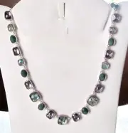 New silver Napier Shades of Teal & Amethyst & Green faceted stone Necklace #4-8