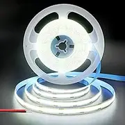 Clearhill 5V COB LED Strip Lights (Only Strip with Connecting Bare Wire),16.4FT/5M,Cool White 6500K,320LEDs/M,Bright Lights 8mm Width,Not Waterproof IP20,for DIY Home Indoor Decoration