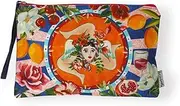 [La La Land] Italian Summer Cotton Clutch Purse, 17 x 27 cm, Wrist Strap, Illustrated