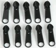 10 pcs YKK #9 Nylon Slider Zipper Double Slider Zipper Pull Black Vtg NOS