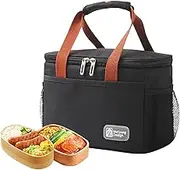 Insulated Lunch Bag, Reusable Lunch Box Bag,Leakproof Thermal Insulation Aluminum Thickened Lunch Box, Lunch Tote Bag for Work, Picnic, School, Travel (Black)