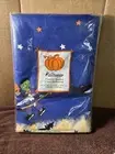 Vintage K-Mart Halloween Vinyl Tablecloth Flannel Back 52 x 70" Oblong Purple