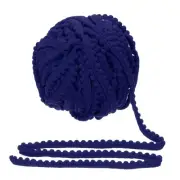 25 Yards Pom Pom Trim Ribbon, 0.5" Wide Navy Blue Ball Fringe Trim