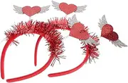 [AUTSUPPL] 2pcs Alentine's Day Heart Shape Headwear Red Sequin Hairband for Party Glitter Heart Hair Accessories for Valentine's Day Decorations