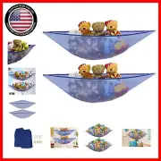 Expandable 2 Pack Dark Blue Stuffed Animal Hammocks for Organized Toy Storage