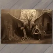 FLATCARD Mysterious Fire Breathing Dragon Boy Eerie Woods Creepy Unusual