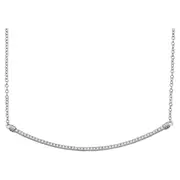 14k White Gold Round Diamond Curved Slender Bar Pendant Necklace 1/4 Cttw