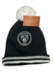 NWT Brooklyn Nets Mitchell & Ness Winter Beanie Cuffed Pom Pom Basketball Hat