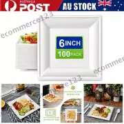 100Pcs Compostable Square Plates Disposable Paper Plates Eco-friendly Party Use