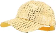 [BESTYASH] Baseball Hat Women's Sequin Glitter Party Carnival Hat Stylish and Comfortable Golden