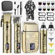 Cordless Beard Trimmer Electric Hair Clippers Professional Rechargeable Barber Grooming Kit with Razor Foil Shaver Haircut Styling Tool