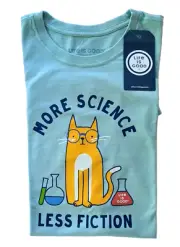 Life Is Good SS Shirt Crusher Tee MORE SCIENCE LESS FICTION CAT Chest43in Mens M