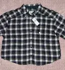 American Eagle Womens Green/Blue Plaid Button Front Top NWT Size Medium
