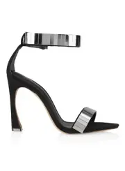 NEW Alexandre Birman Anjelica Black Silver Suede Sandals 38