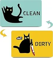 HSSPIRITZ Funny Cat Cute Cartoon Clean Dirty Dishwasher Magnet,Washing Machine Magnet Flip,Black Cat Kitchen Refrigerator Clean Dirty Sign,Double Sided Strong/Non Scratch(Black Cat)