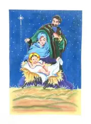 Patti Mann Christmas Nativity with Background Handpainted Needlepoint Canvas