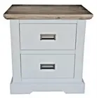 JAXON SOLID ACACIA BEDSIDE TABLE 2 DRAWERS WHITE/MULTICOLOUR