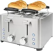 ProfiCook® Toaster | 4 Slice Toaster | Stainless Steel Housing | 1500 Watt | Wide Slot | Bun Attachment (Removable) | 7 Adjustable Browning Levels | Crumb Drawer | Cable Storage | PC-TA 1252