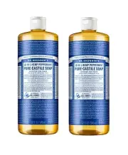 2 x Dr. Bronner's Pure-Castile Soap Liquid 18-in-1 Hemp Peppermint 946mL