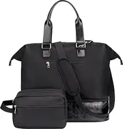 [MINKARS] Weekender Bag with Shoe Compartment,Laptop Sleeve,USB Charging Port, Black, Personal Item - 17 Inch, Weekender Bag With Shoe Compartment