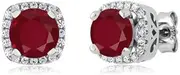 [GOWE] Classic 2.48 Ct Round Red Natural Ruby Jewelry 925 Sterling Silver Earrings Stud Engagement Wedding Sets for Women
