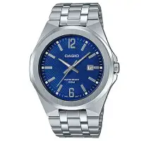 在飛比找博客來優惠-【CASIO】超簡約蛇紋錶面不鏽鋼腕錶-藍面(MTP-E15