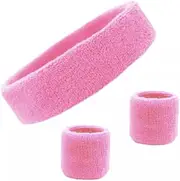 AIMALL Cotton Wristbands + Headband Sweatbands Sweat Band for Running Tennis Badminton Cycling Gym Workout Sweat Absorption Elastic