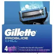 Gillette Proglide Chill Razor Blade Refills 4 Cartridges In Total.