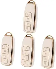 MUCKLILY 4pcs Chery Ant Q1 Key Protective Cover Key Fob Cars Fob Holder Key Cover Keyfob Keychains Covers Car Key Protector Key Case Keychain Box White Remote Control Tpu