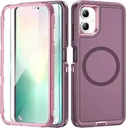 Mobile Phone Case for Samsung Galaxy A06 5G Case with Screen Protector, 360° Shockproof Robust Armour Case for Samsung A06 5G Case Cover Protective Case with Magnetic (Purple, for Samsung Galaxy A06)